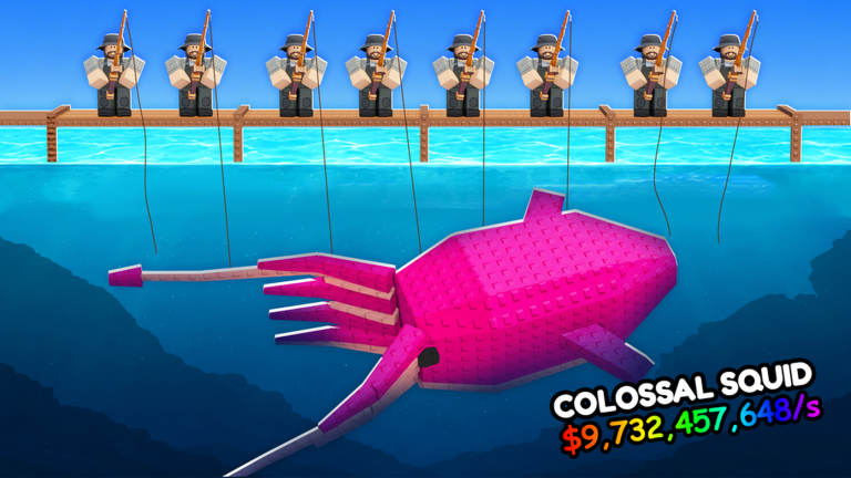 The colossal squid dwarfs the dock that caught it